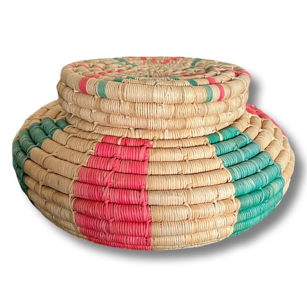 Vintage Southwest Coiled Basket with Lid Native American Basketry